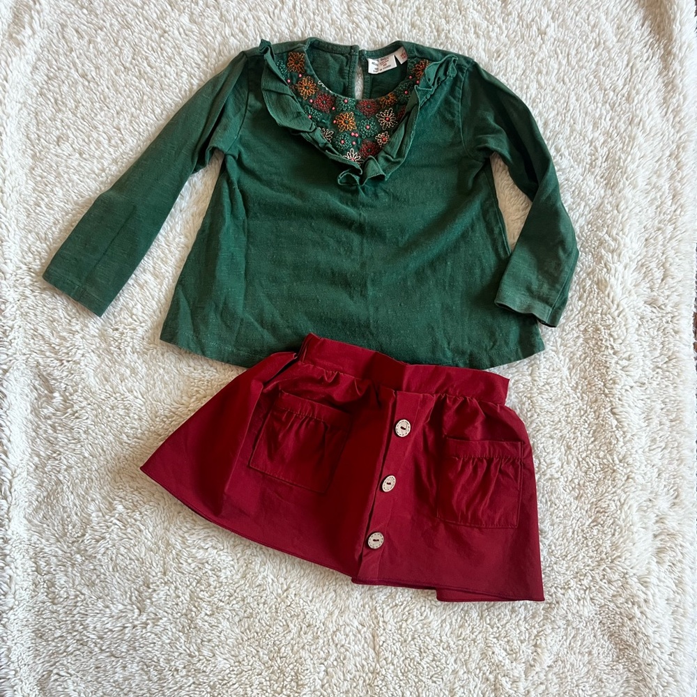 Zara Top and Baileys Blossom Skirt Sz 18-24 Mos